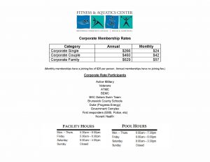 Fitness and Aquatics Center Corporate Rates information
