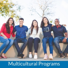 diverse group of students sitting on a wall