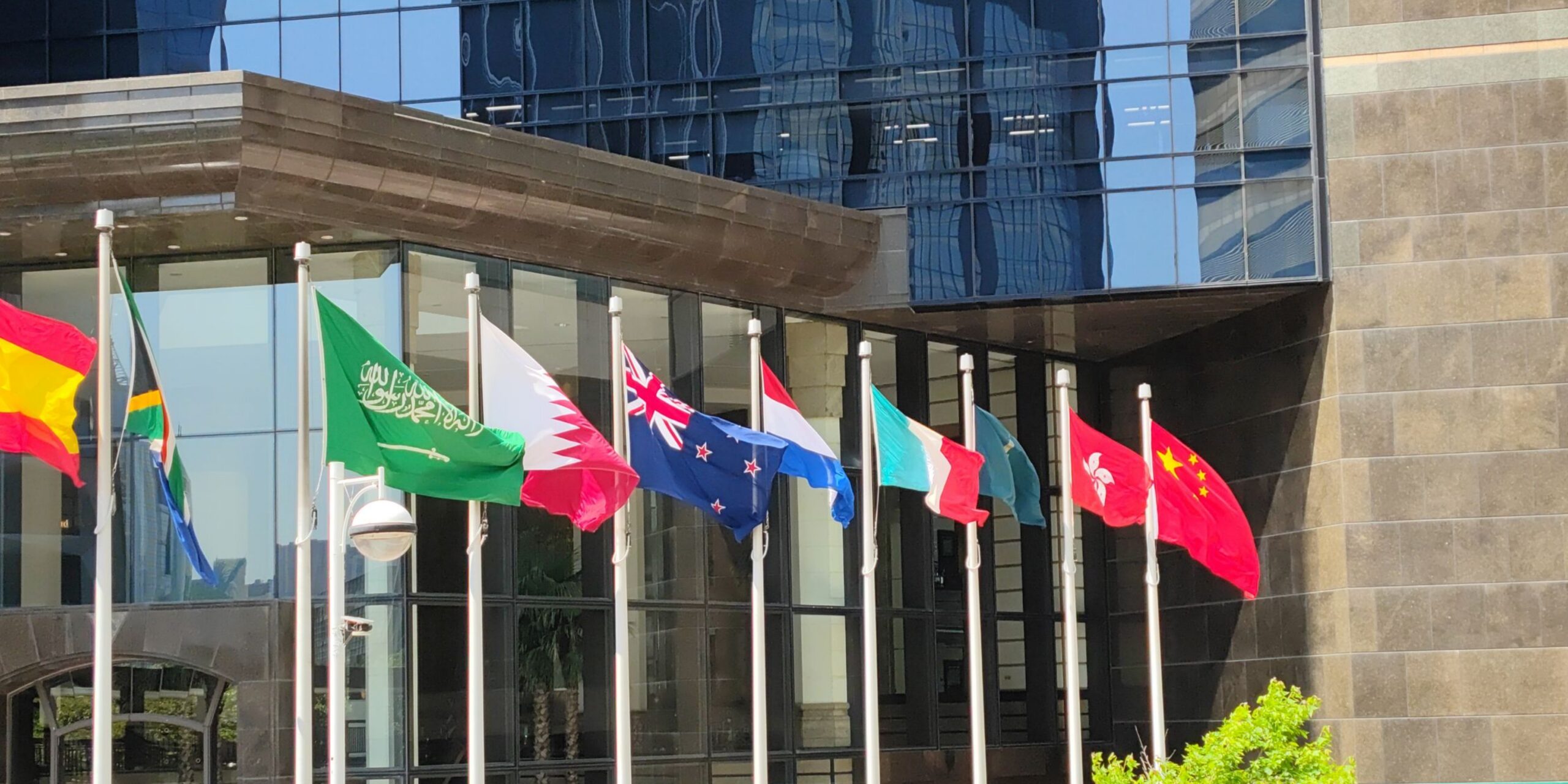 a line of international flags