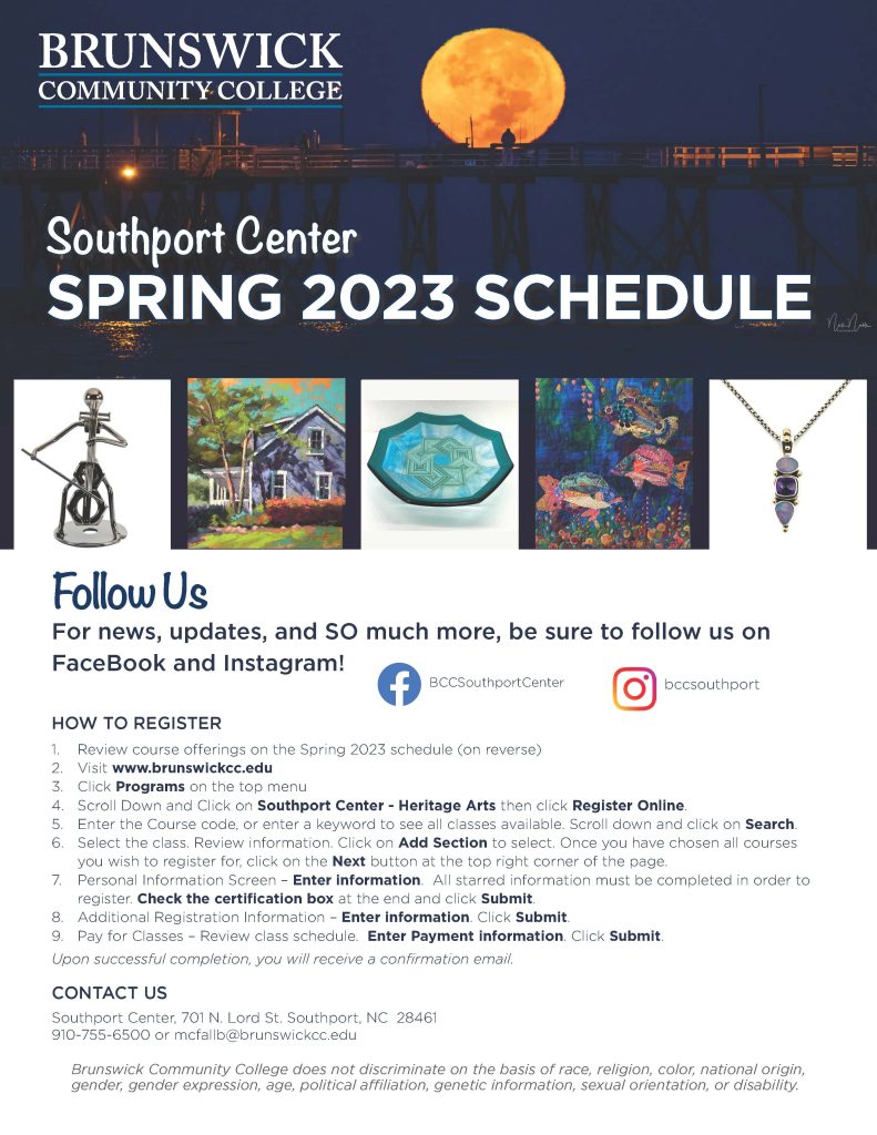 cover page of Southport Center Spring Schedule
