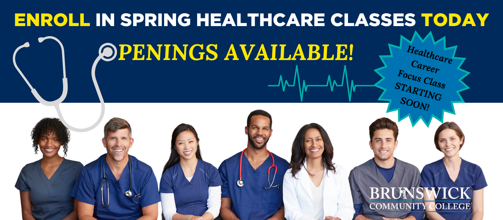 Banner in support of spring healthcare classes