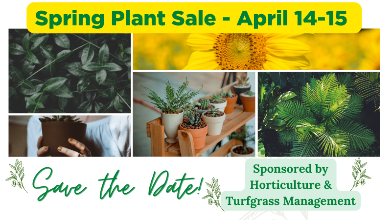 a variety of plants as part of a graphic promoting an upcoming plant sale