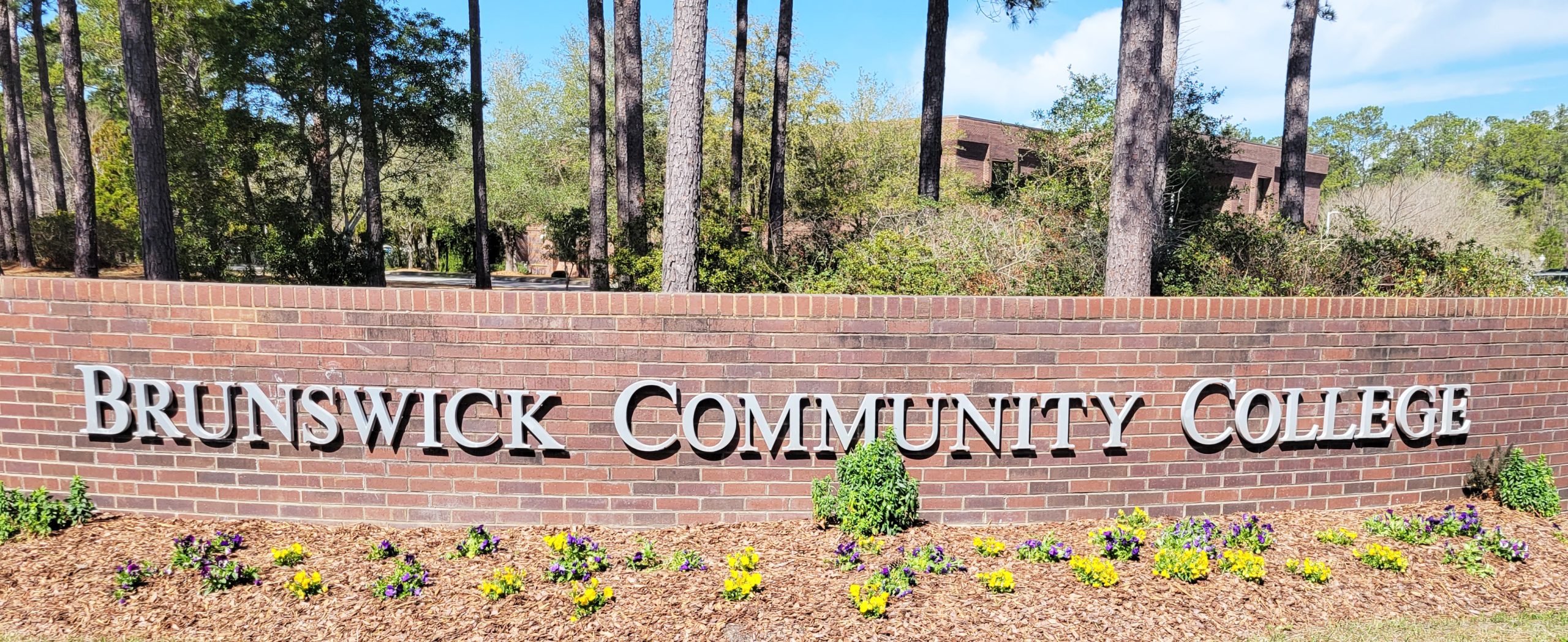 Brunswick Community College sign at entrance of main campus