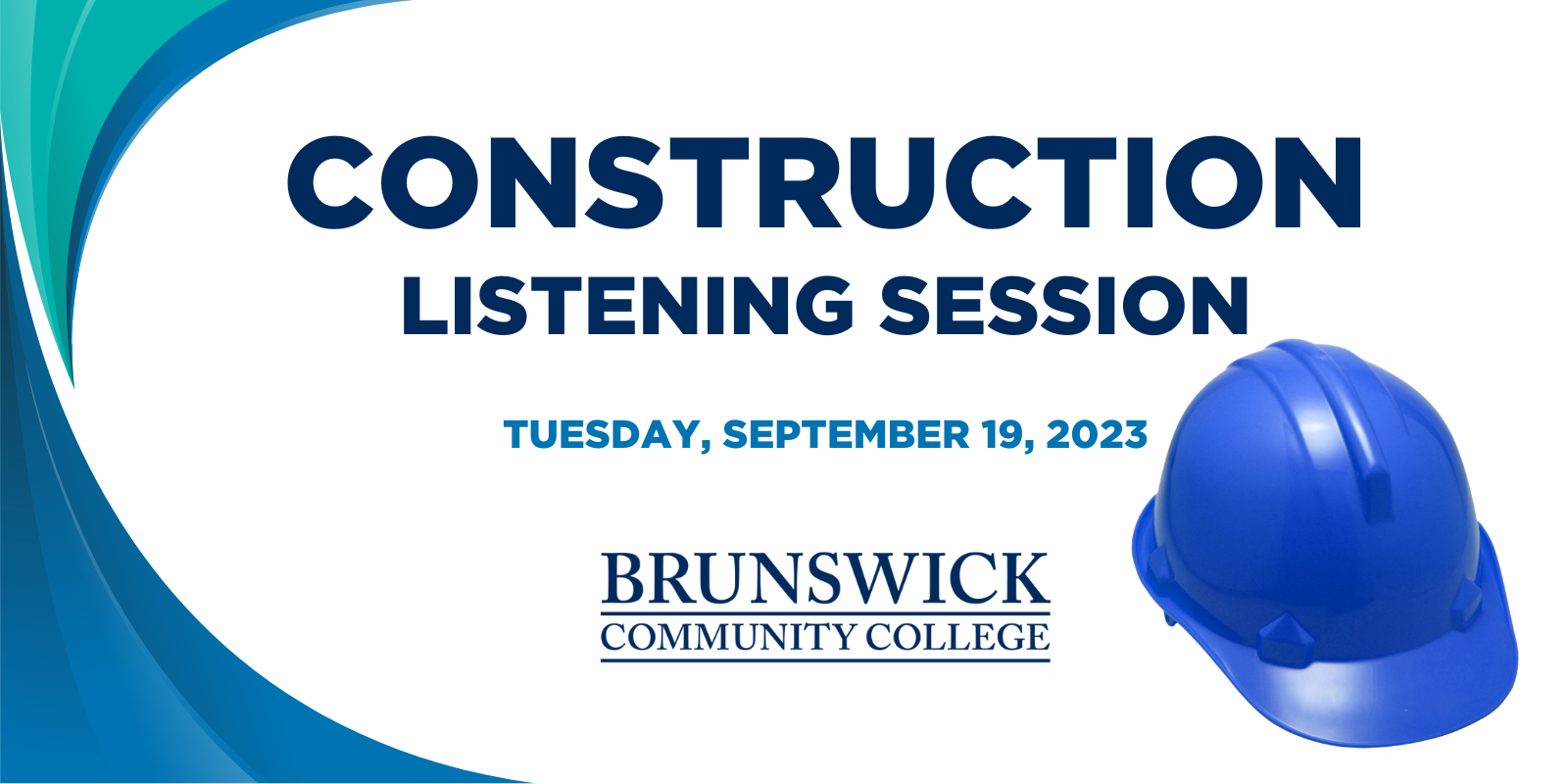 Construction Listening Session Graphic with blue hard hat